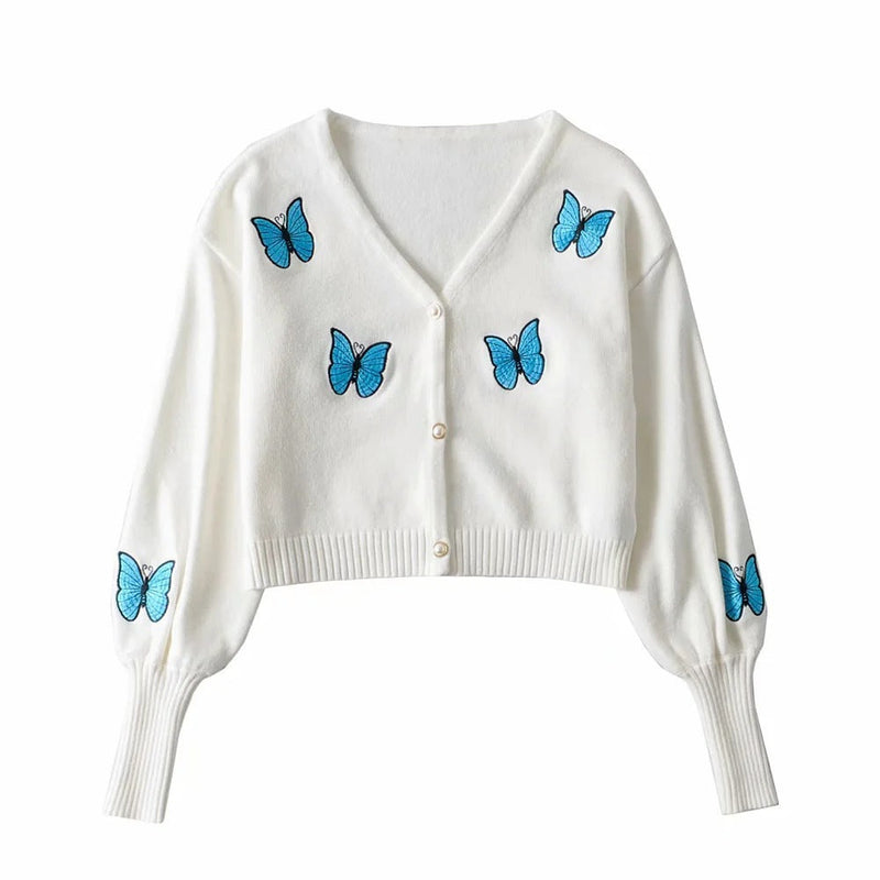 Butterfly Knitted Cardigan Two Piece Set
