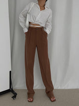 High Waist Loose Straight Drape Mopping Trousers