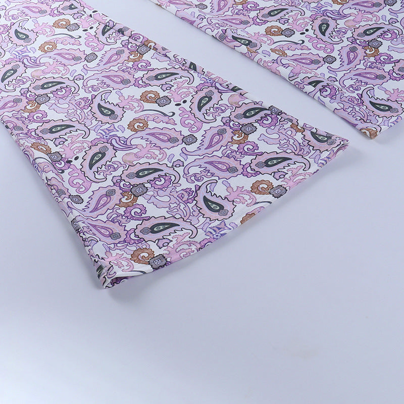 Printed Slim-fit High-waist Flared Pants Street