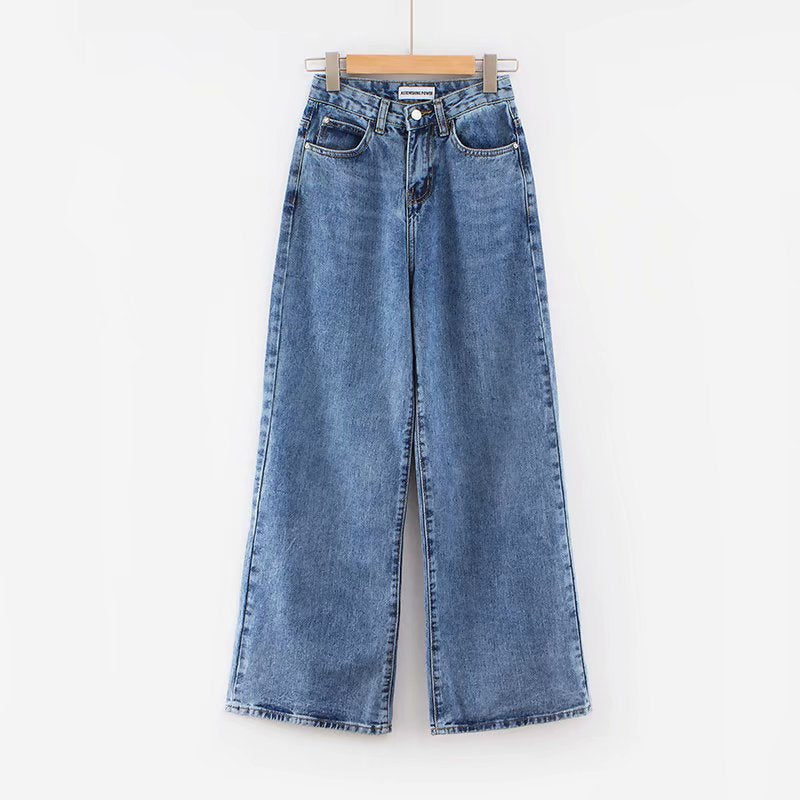 Mopping Wide-leg Denim Trousers