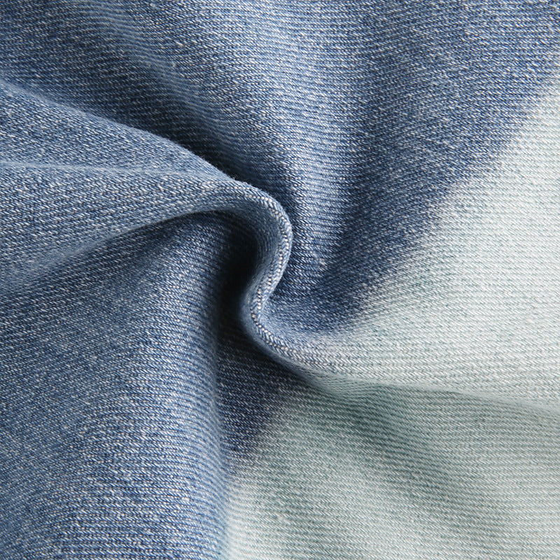 Blue And White Matching High-Waisted Jeans