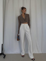 High Waist Loose Straight Drape Mopping Trousers