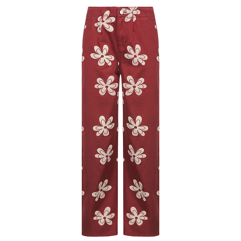 Printed Flowers Wide-leg Pants