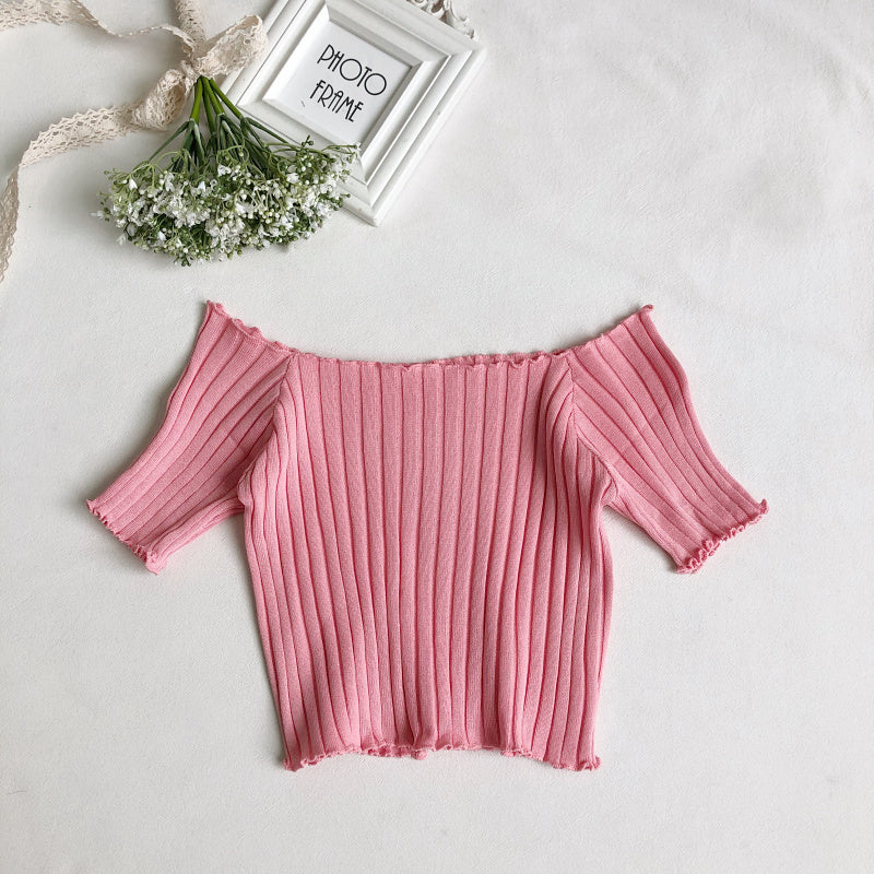 Shoulder short sleeves with wooden ears