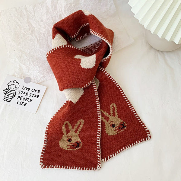 Rabbit Short Warm Wool Knitted Scarf