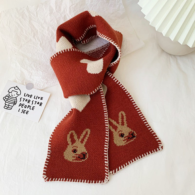 Rabbit Short Warm Wool Knitted Scarf