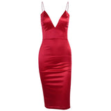 V-neck satin strap dress