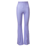 Purple High Waist Hip Flare Casual Pants