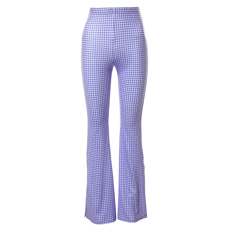 Purple High Waist Hip Flare Casual Pants