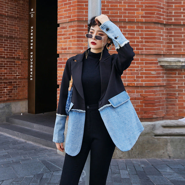 Denim Stitching Blazer