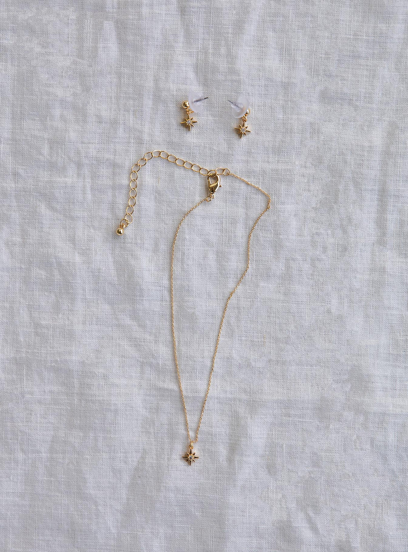 Celestial Love Gold Plated Necklace & Earring Set