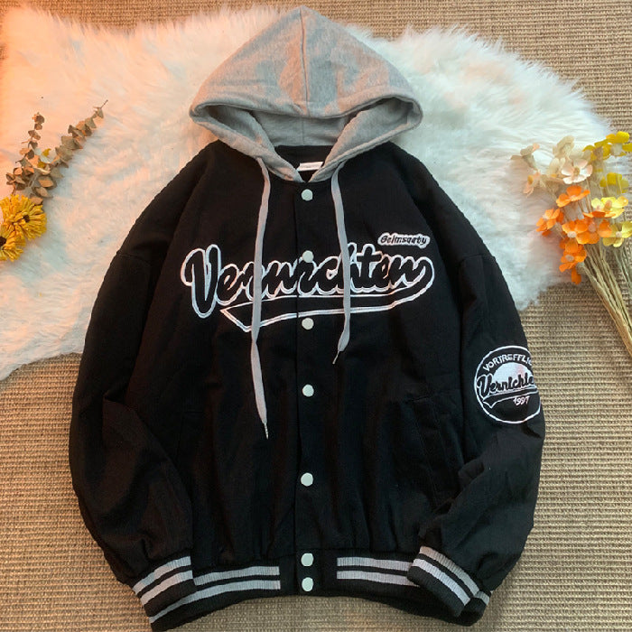 Simple Loose Hooded Jacket