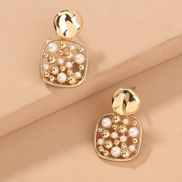 Square Cut-out Pearl Earring Accessories