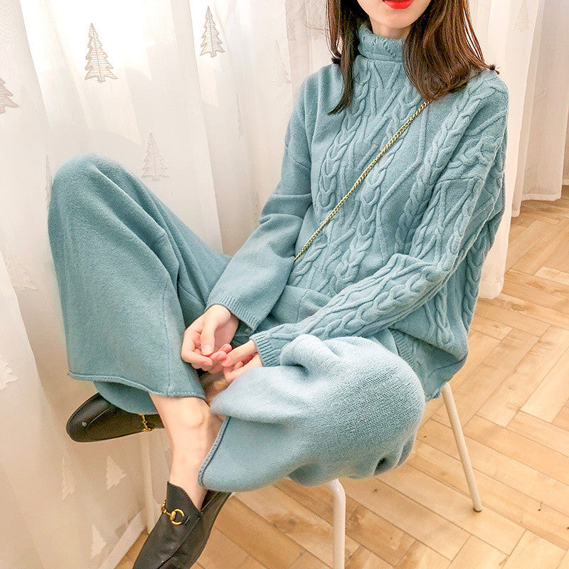 Western Style Wide-leg Pants Sweater Women's Suit