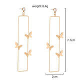Long Geometric Metal Pop-up Butterfly Earrings