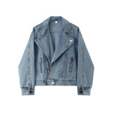 Short Denim Jacket With Large Lapel