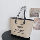 Canvas Fashion Printed Letters Large Capacity Shoulder Bag