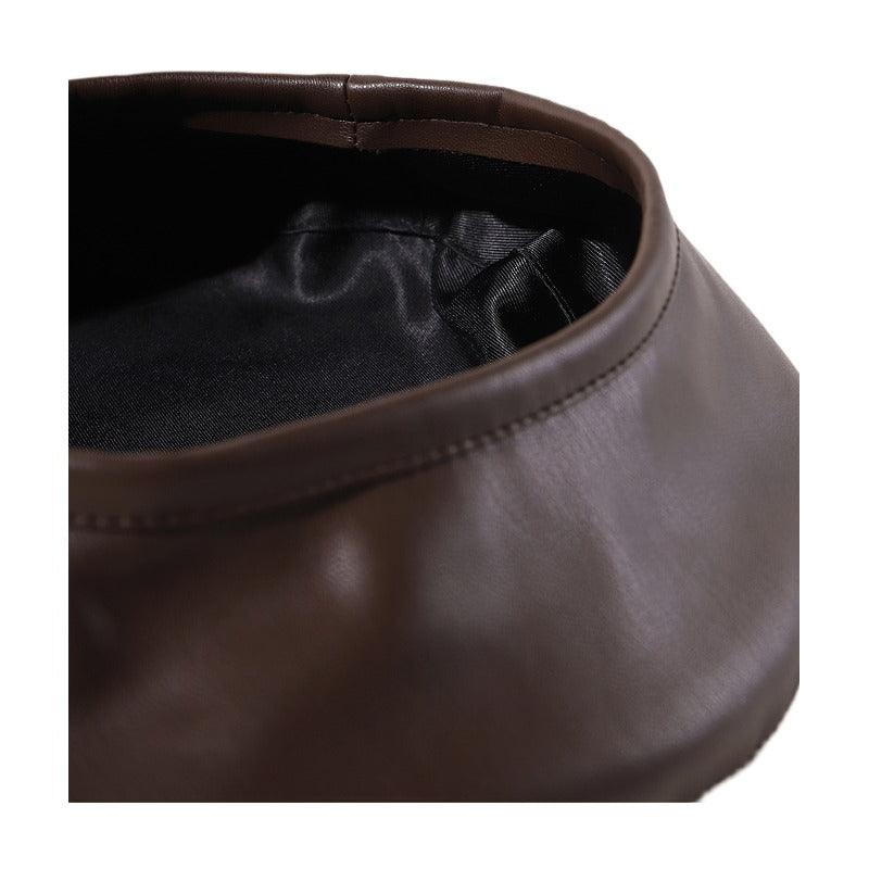 Autumn And Winter Pu Beret Hat