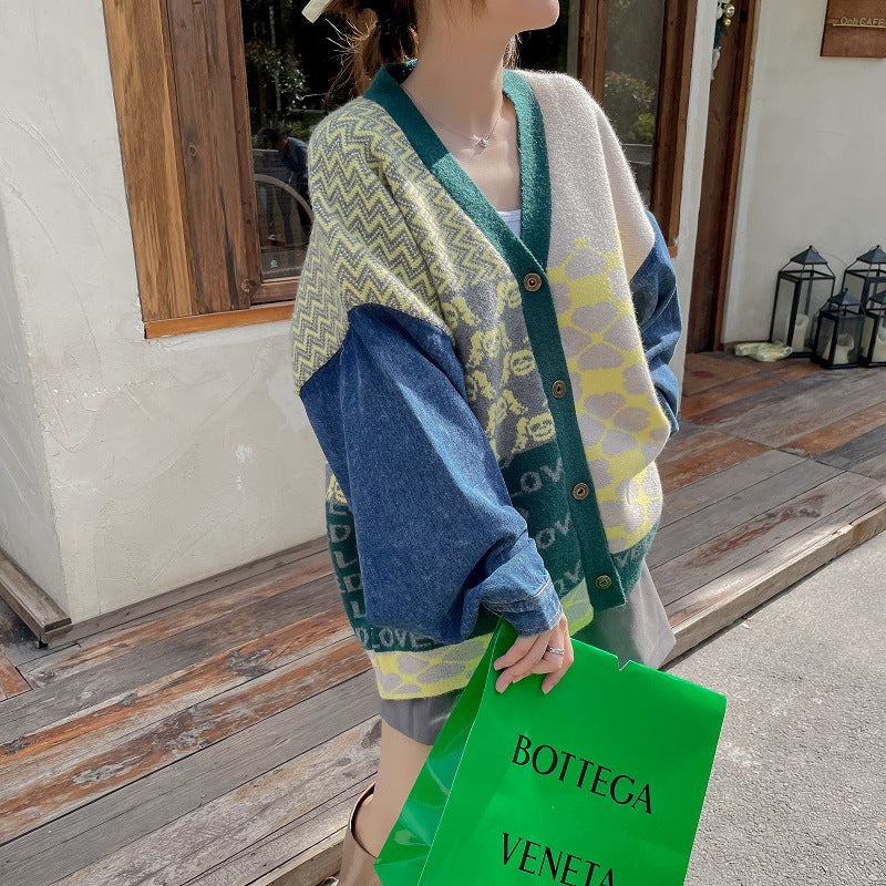 Stitching Loose Knit Sweater