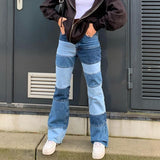 Contrasting High-rise Straight-leg Jeans