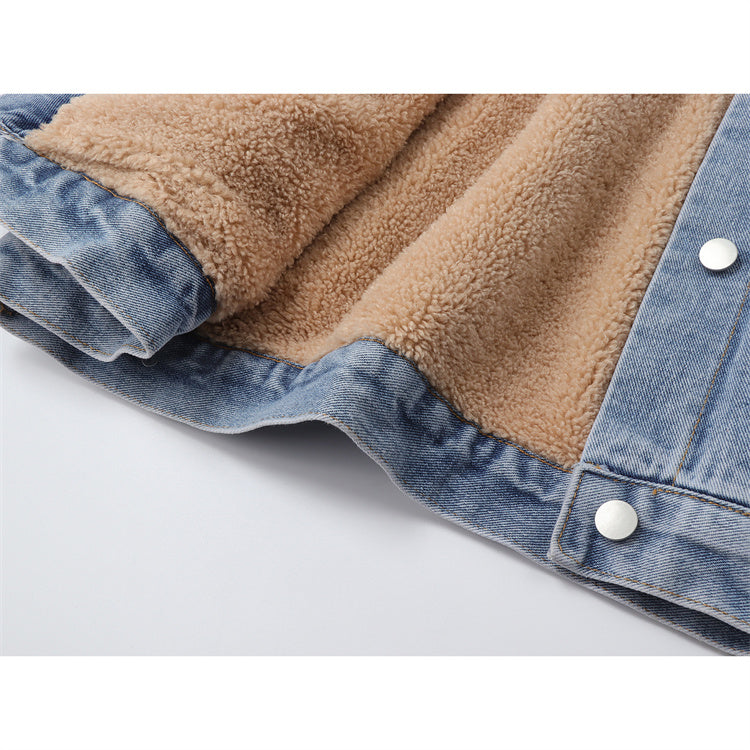 Denim Lamb Wool Loose Jacket