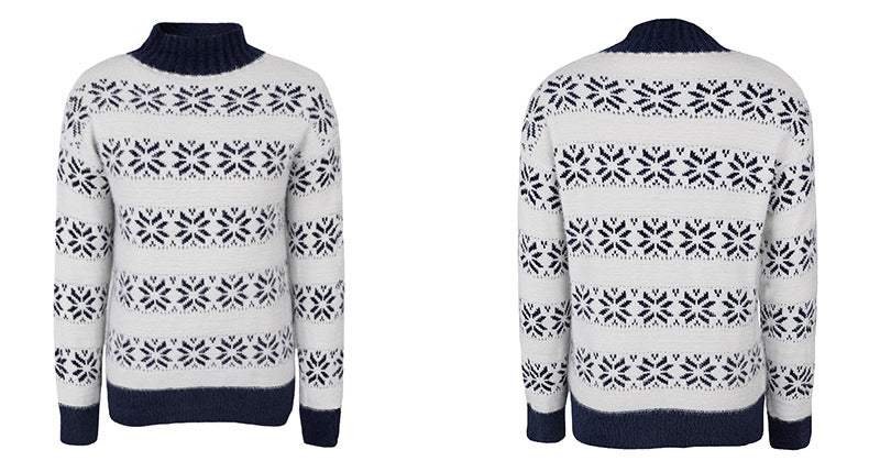 Half High Neck Christmas Snowflake Sweater