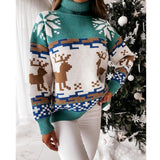 Turtleneck Christmas Jacquard Knitted Sweater