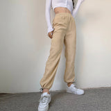 Retro corduroy lace-up slacks