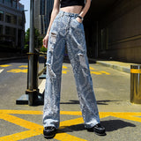 Straight Loose Ripped Pants