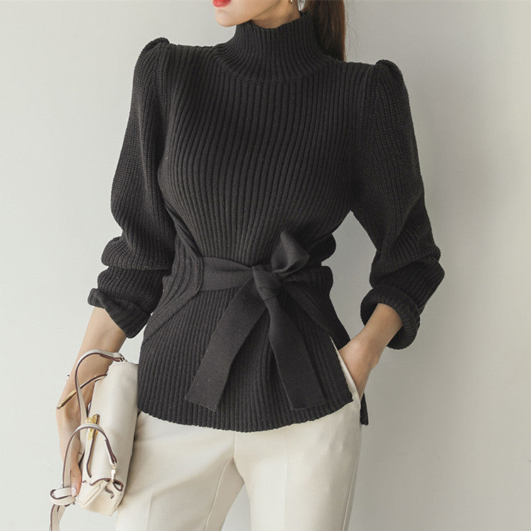 Butterfly End Waist Turtleneck Sweater