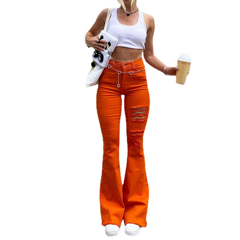 Ripped High-rise Butt-up Micro Flared Jeans