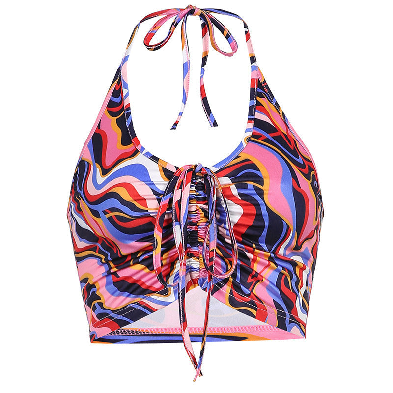 Printing Chest Pleated Top