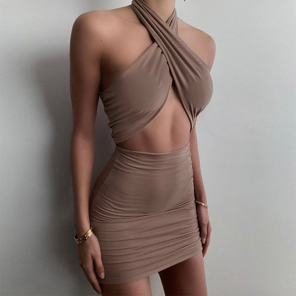 cross halter dress halter