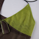 90s Aesthetics Fairy Tie Dye Patchwork Slit Mesh Tank Top