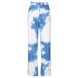 Tie-dye casual straight-leg pants