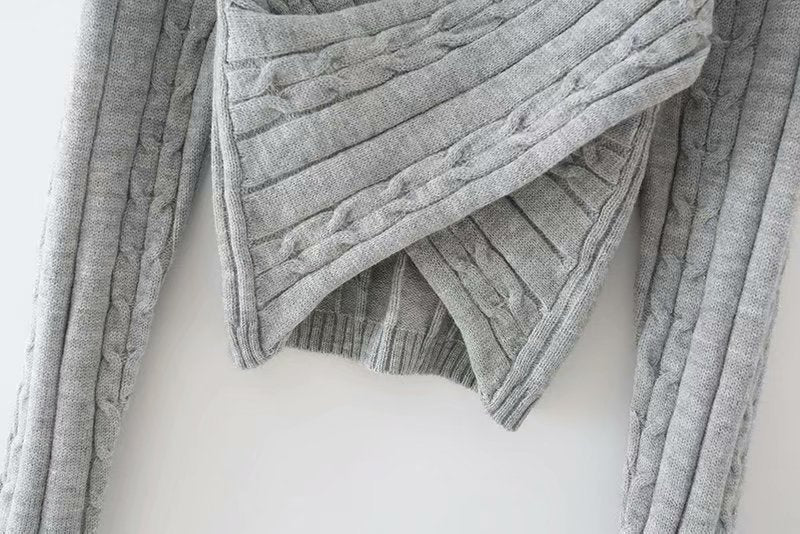Grey Twist Knit Sweater