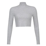 Stretch Rib Solid Color Long-Sleeved T-Shirt