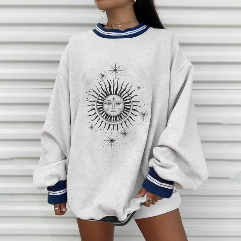 Casual Long-sleeved Printed Sweater