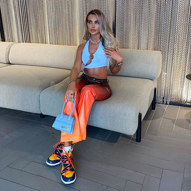 All-match fashionable casual Leather pants