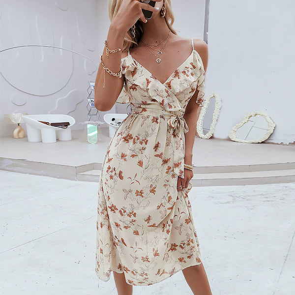 Off Shoulder Floral Print Summer Dress