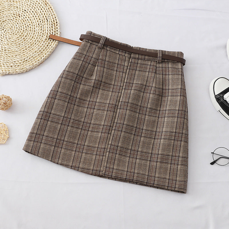 Autumn Skirt A-line Short Plaid