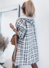 Mid-length Zipper Plaid Coat Women's Loose Coat