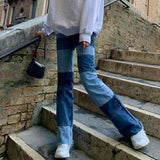 Contrasting High-rise Straight-leg Jeans