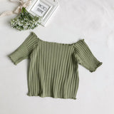 Shoulder short sleeves with wooden ears