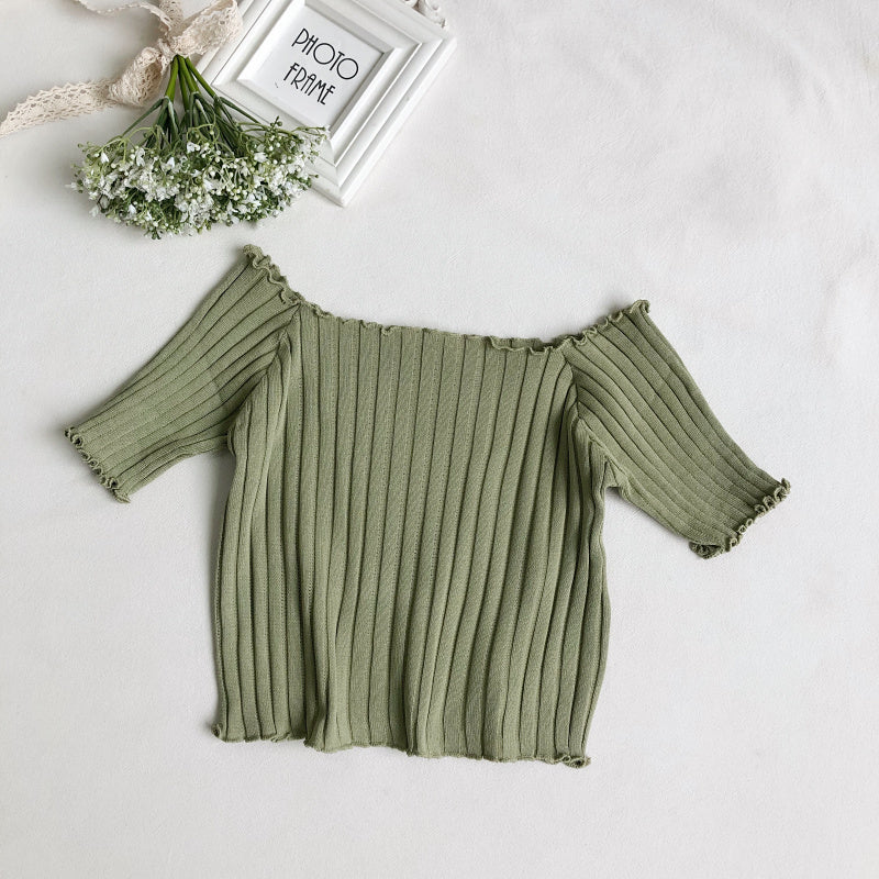 Shoulder short sleeves with wooden ears