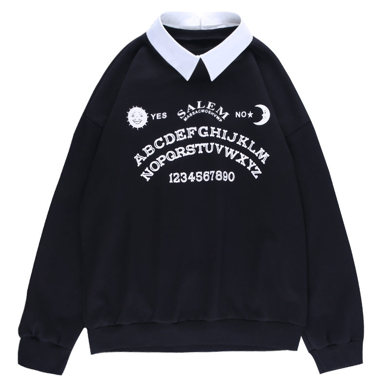 Loose sweatshirt with removable collar