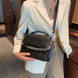 Solid Color Letter Flap Organ Crossbody Bag