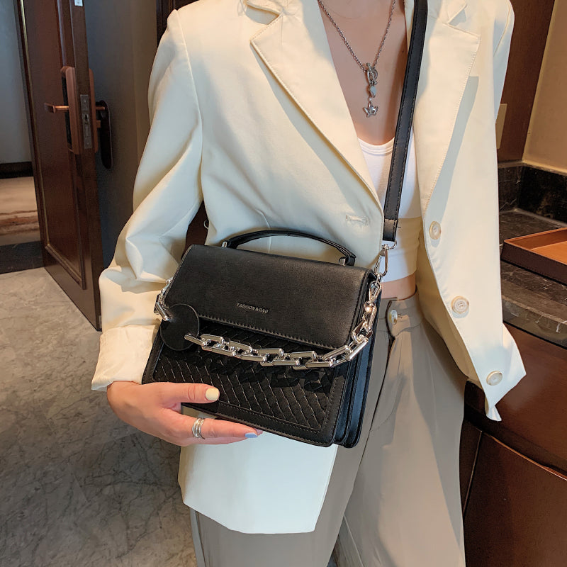 Solid Color Letter Flap Organ Crossbody Bag