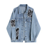 Vintage Patchwork Print Denim Jacket