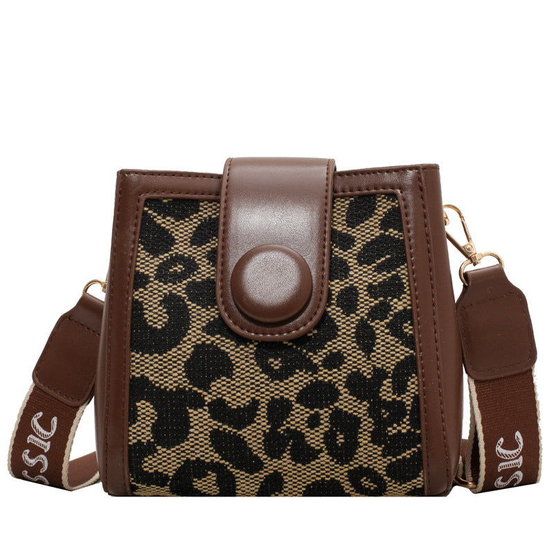 Checkerboard Leopard Print Square Bag